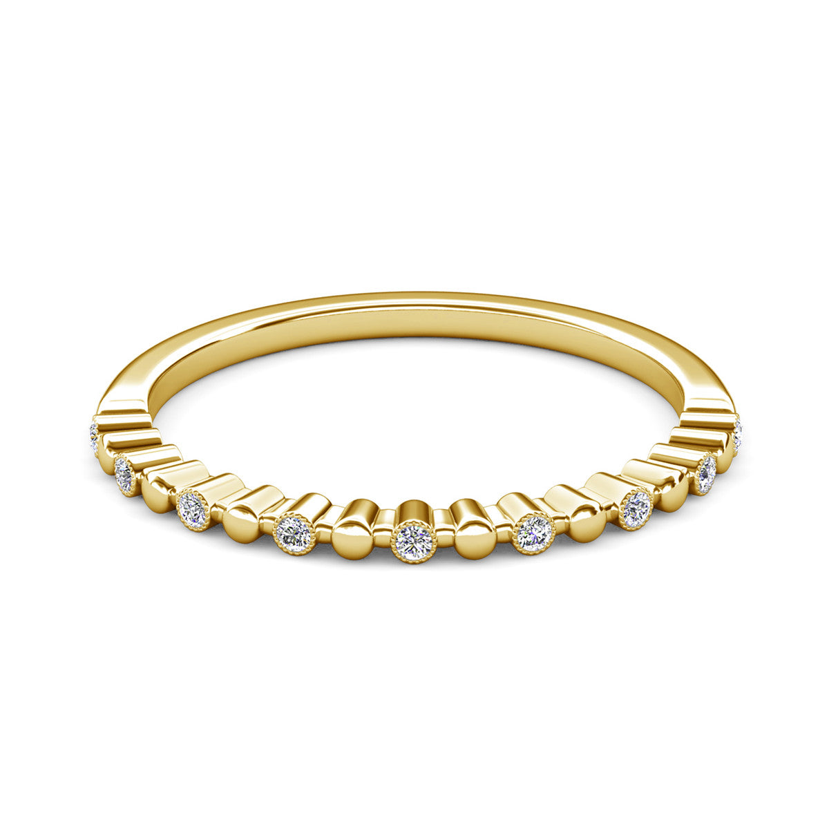 Illiana 18K White Gold Plated Ring with Round Cut Swarovski Crystals