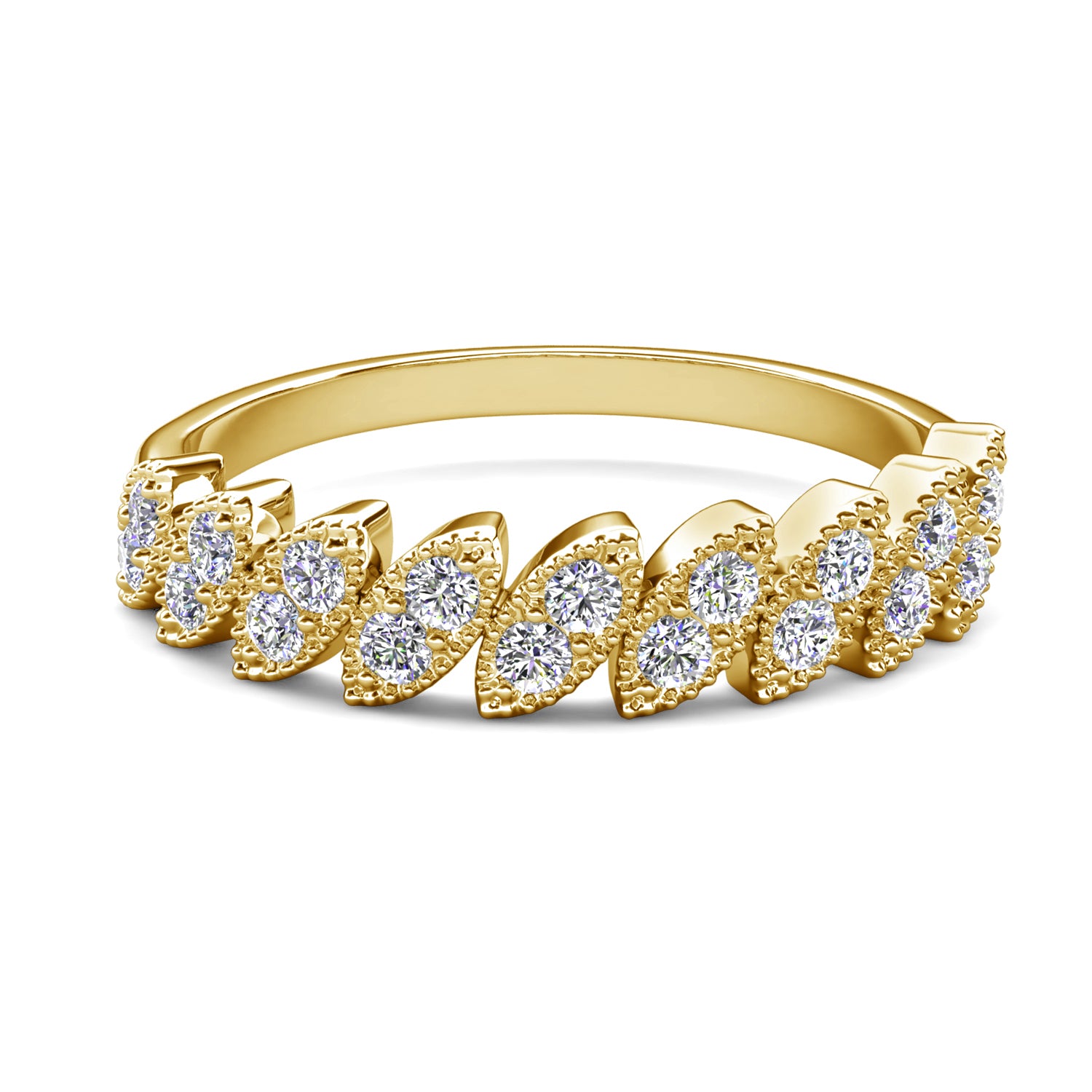 Tori 18K White Gold Plated Ring with Round Cut Swarovski Crystals