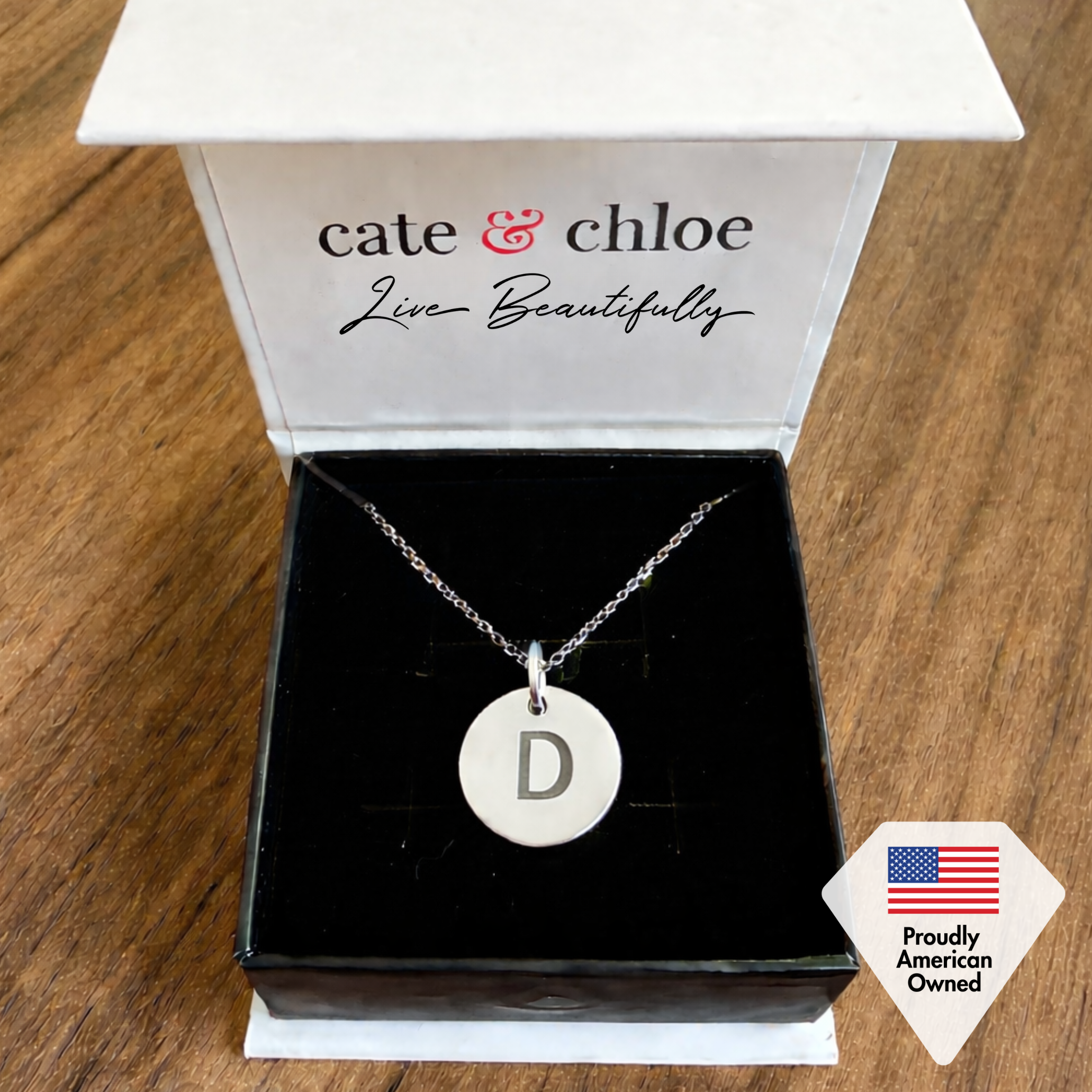 Summer Collection 18k White Gold Plated Engraved Initial Letter Pendant Necklace