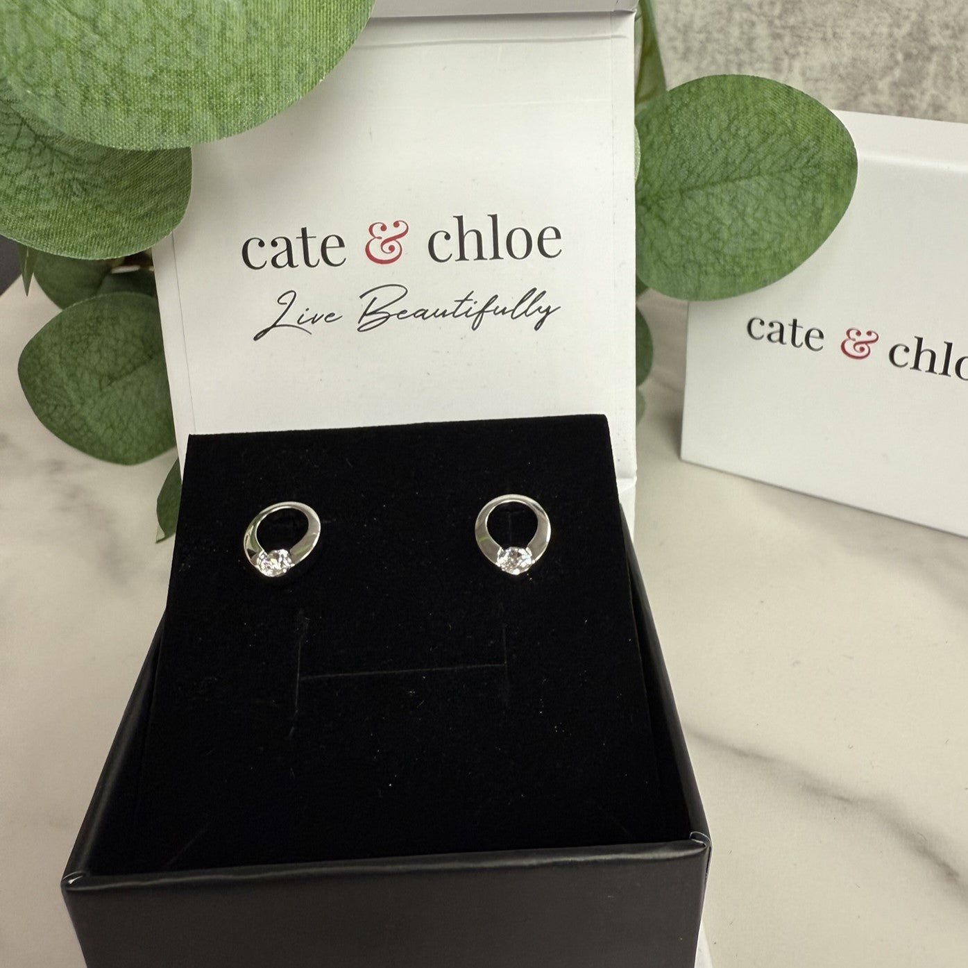 Dahlia 18k White Gold Plated 12mm Hoop Earrings with Swarovski Crystal