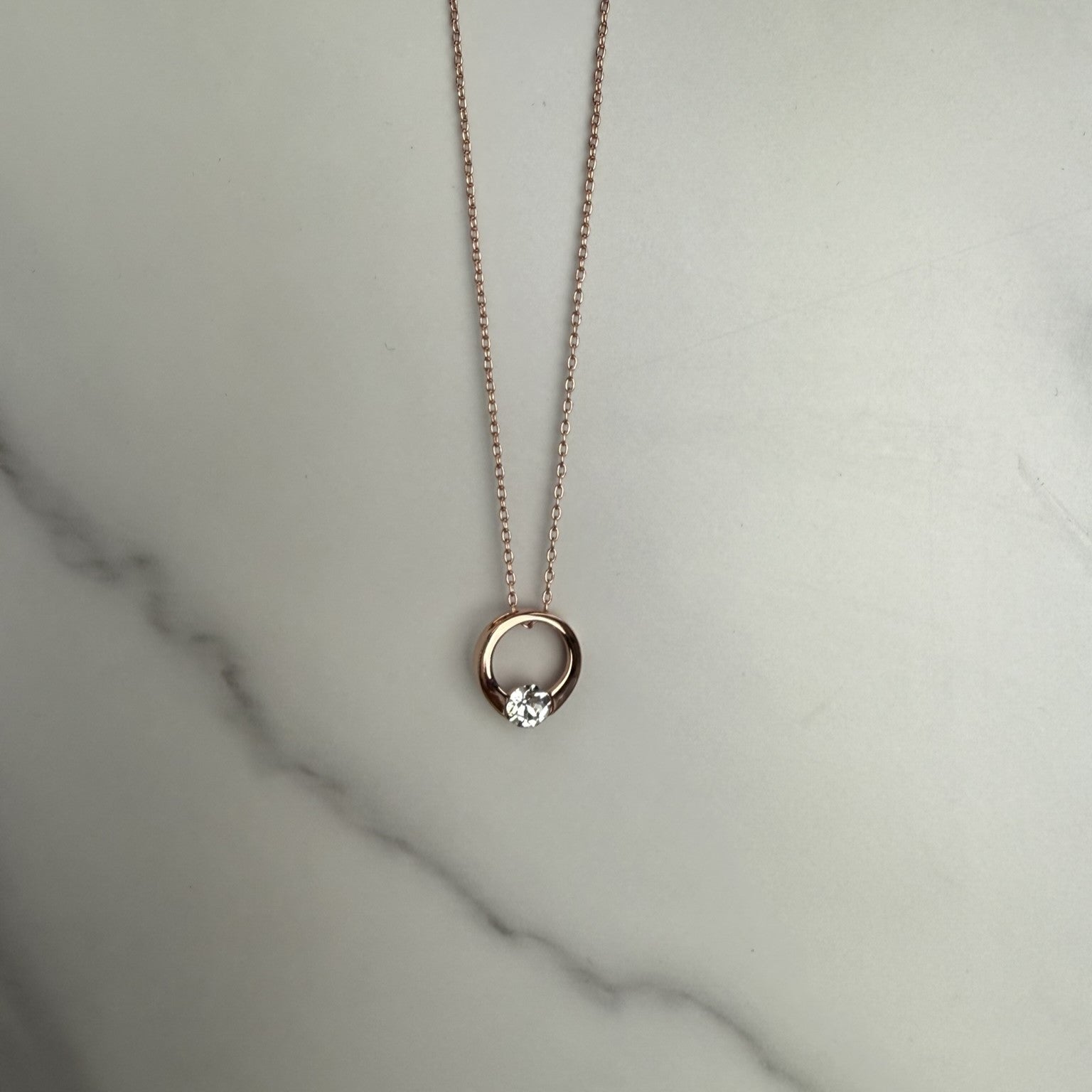 Dahlia 18k White Gold Plated Hoop Necklace with Swarovski Crystal