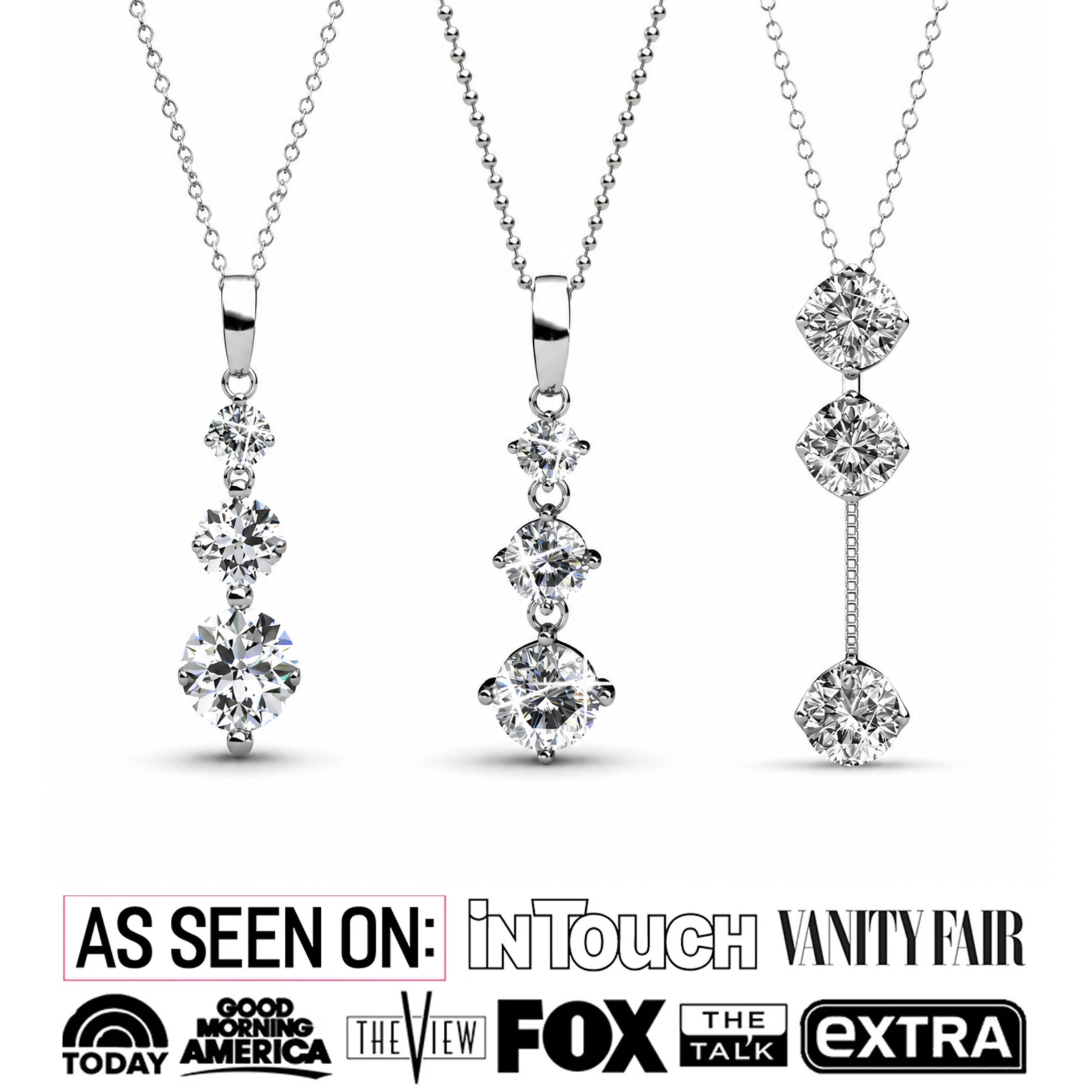 Delilah, Willow, Sloane 18k White Gold Plated Necklace for Women (Set of 3)