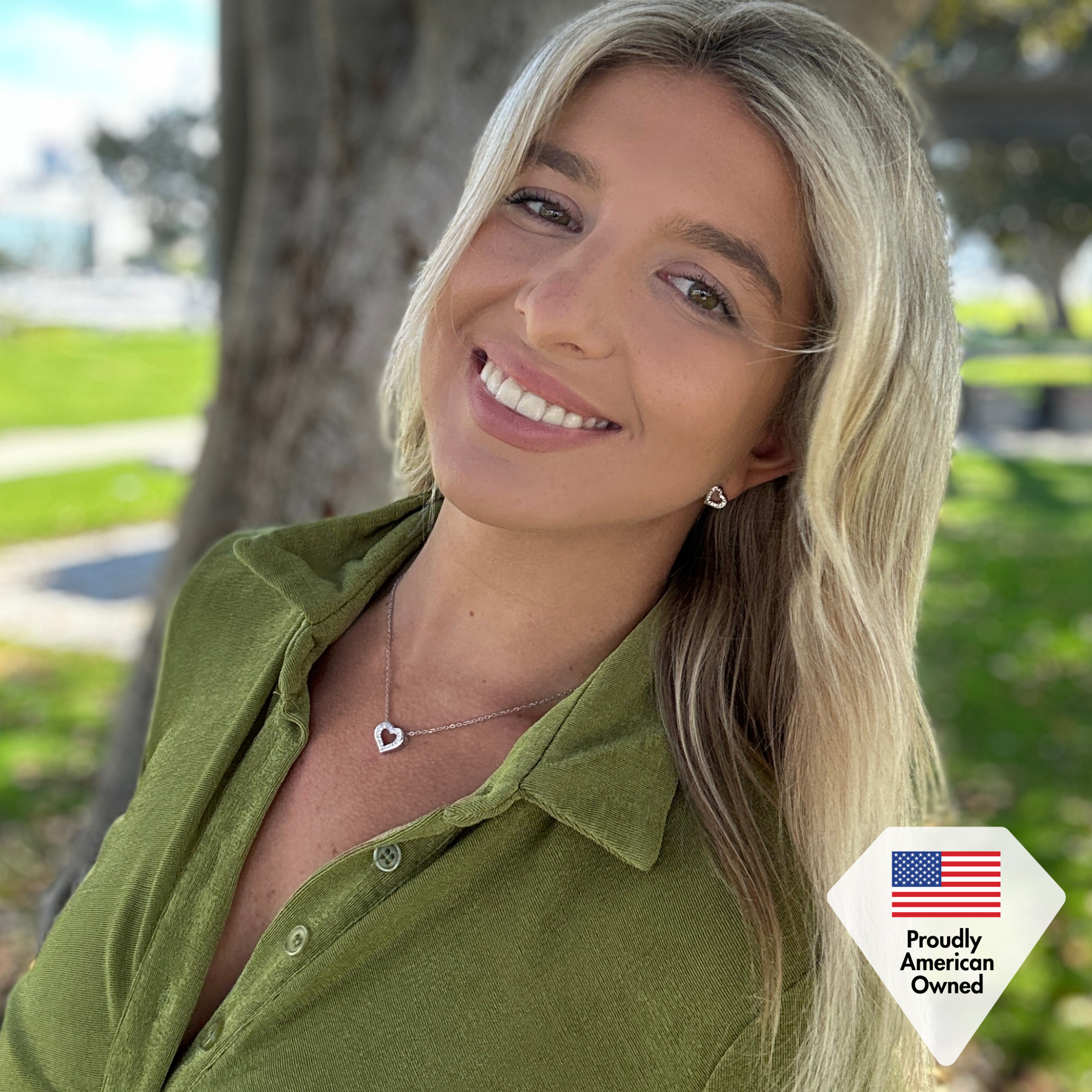 Dominique 18k White Gold Plated Silver Heart Stud Earrings with Swarovski Crystals