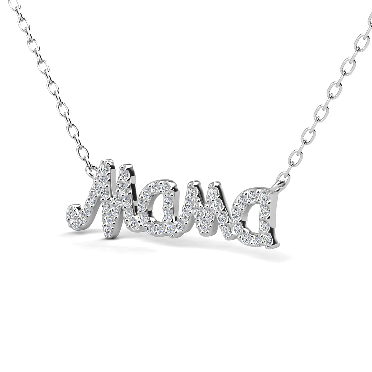 Dorothy 18k White Gold Plated Mama Necklace with Swarovski Crystals