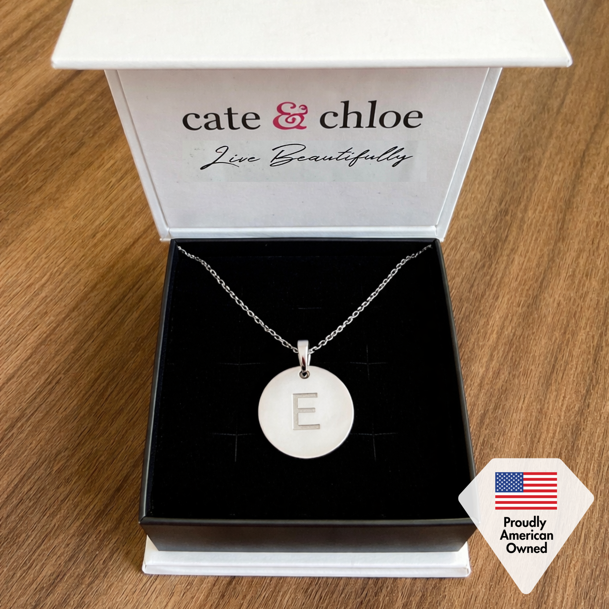Summer Collection 18k White Gold Plated Engraved Initial Letter Pendant Necklace