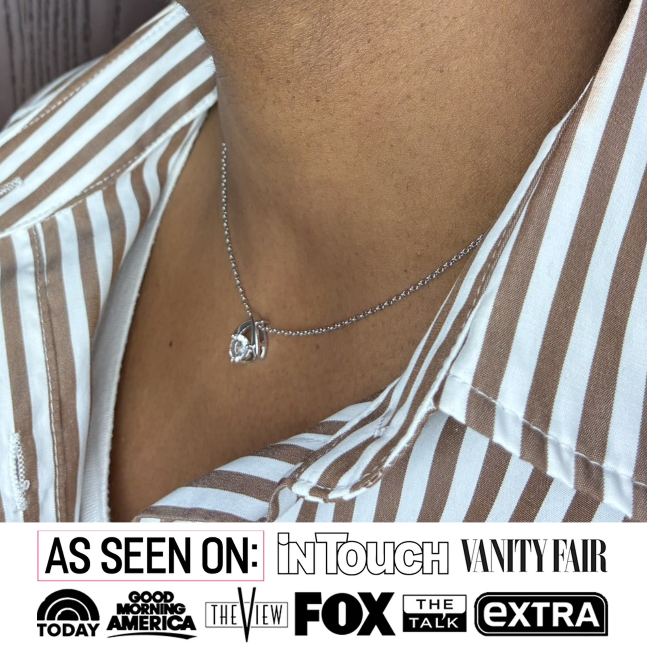 Eloise 18k 白金镀金圆形水晶吊坠项链