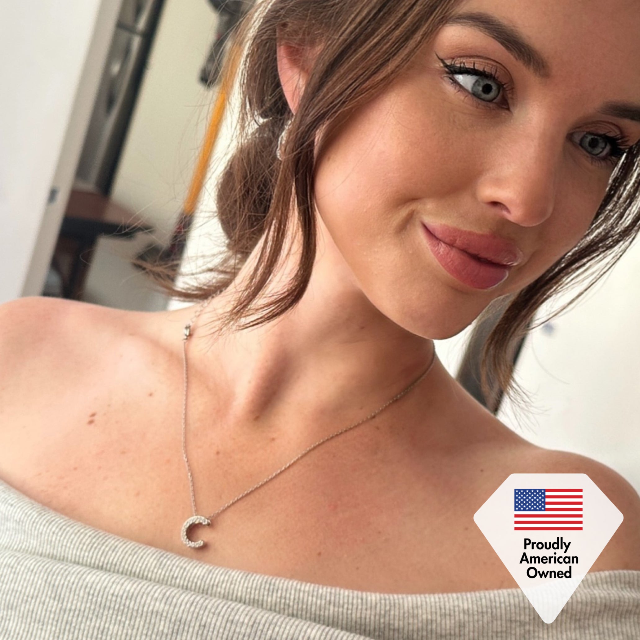 Ethereal Collection 18k White Gold Plated Initial Letter Pendant Necklace with Swarovski Crystals