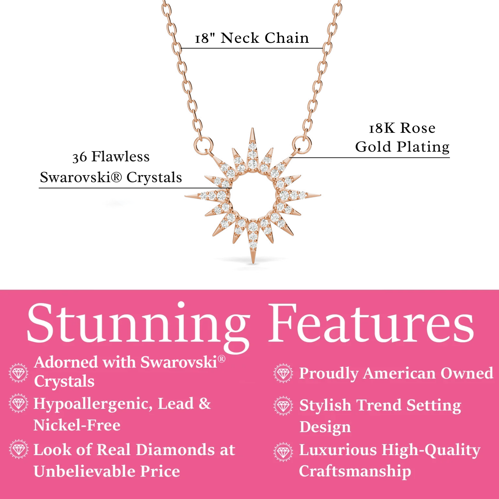 Evie 18k White Gold Plated Necklace with Swarovski Crystals