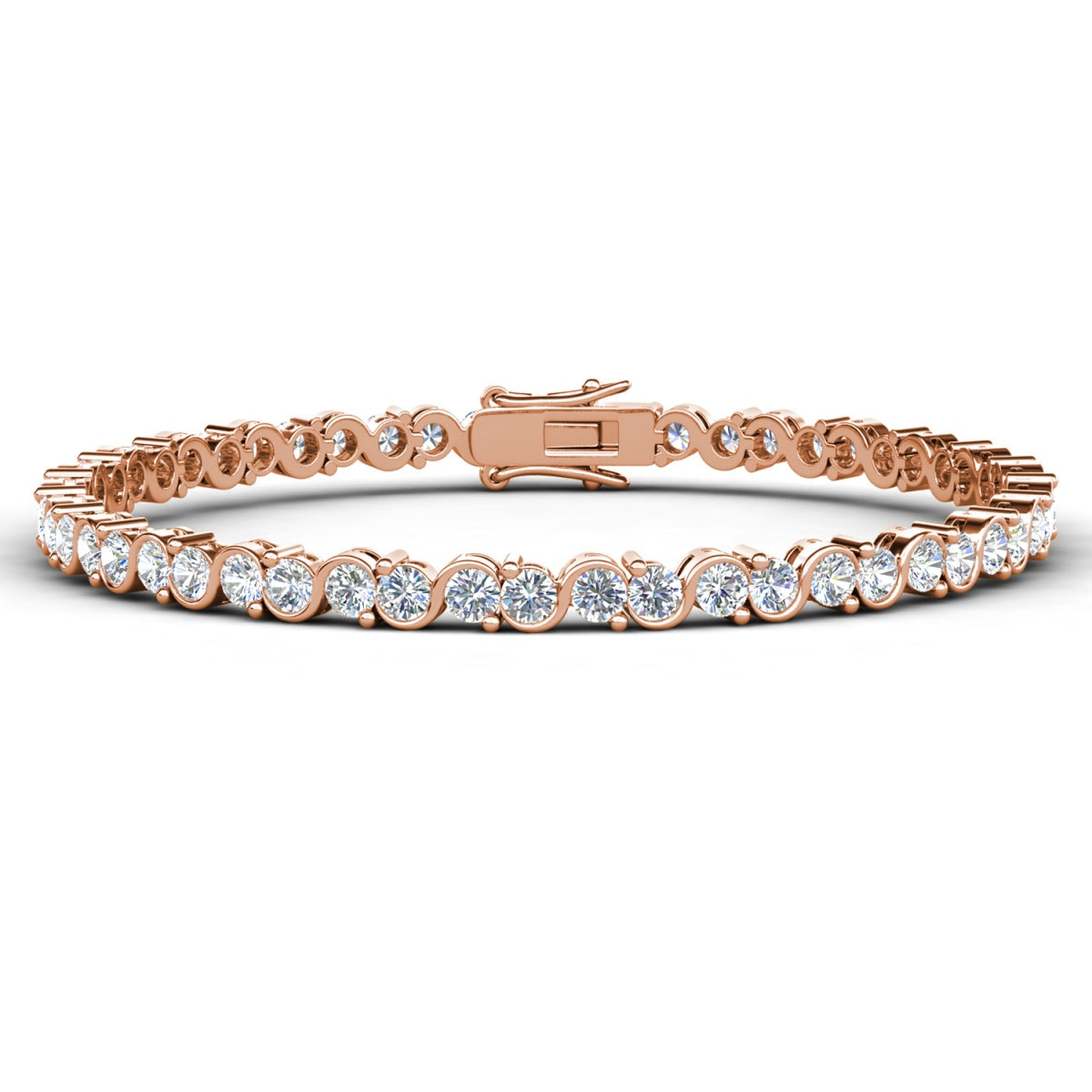 Ezra 18k White Gold Plated Infinity Tennis Bracelet with Simulated Diamond Crystals — Final Sale