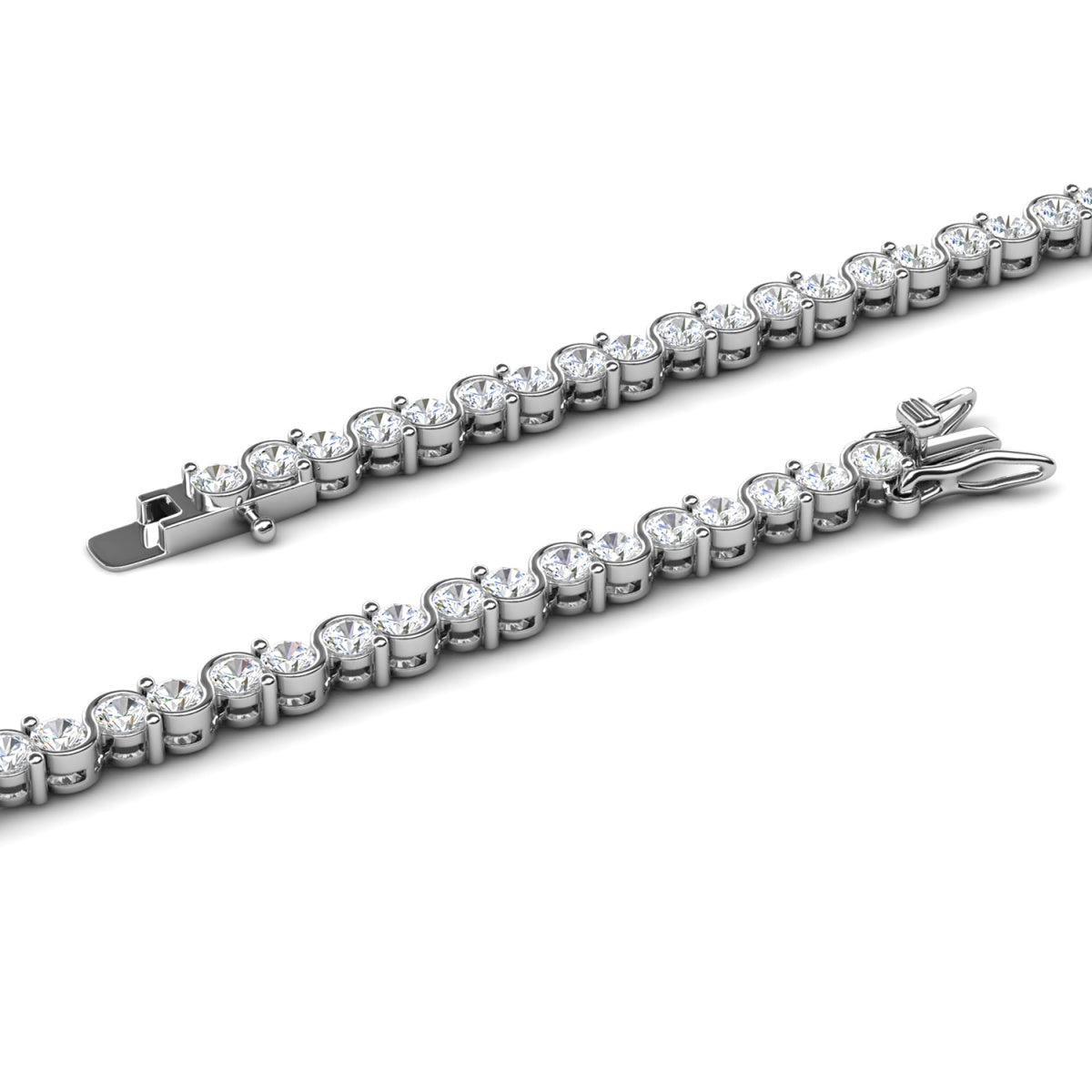 Ezra 18k White Gold Plated Infinity Tennis Bracelet & Strength and Peace Boho Card