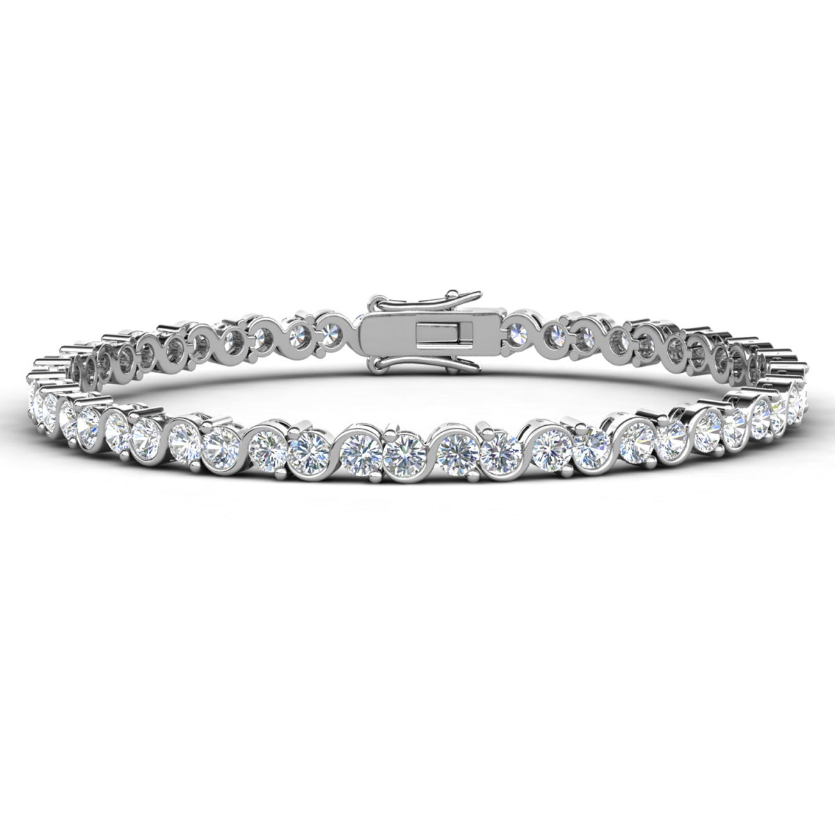 Ezra 18k White Gold Plated Infinity Tennis Bracelet & Strength and Peace Boho Card