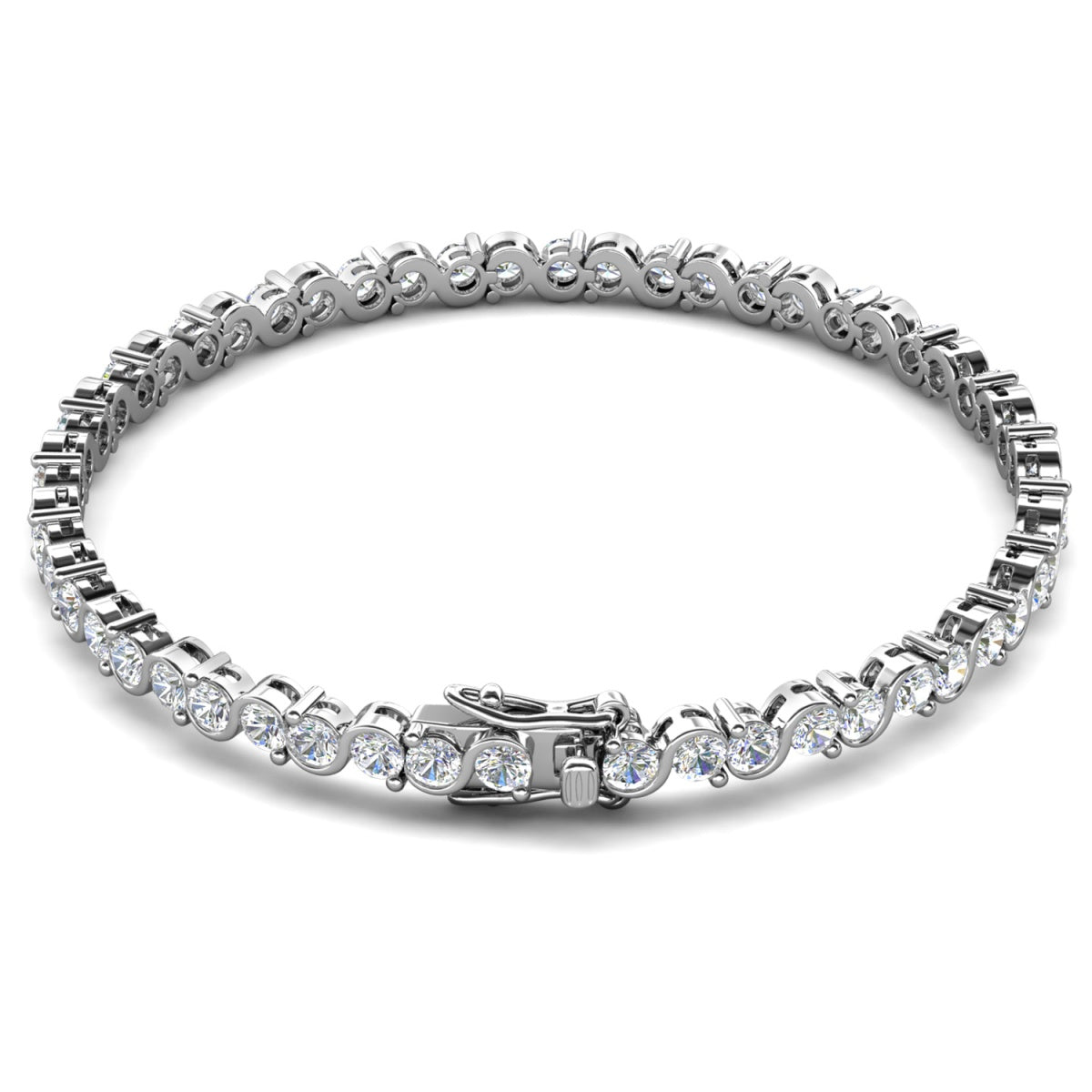 Ezra 18k White Gold Plated Infinity Tennis Bracelet with Simulated Diamond Crystals — Final Sale