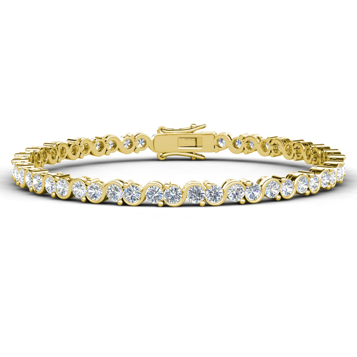 Ezra 18k White Gold Plated Infinity Tennis Bracelet with Simulated Diamond Crystals — Final Sale
