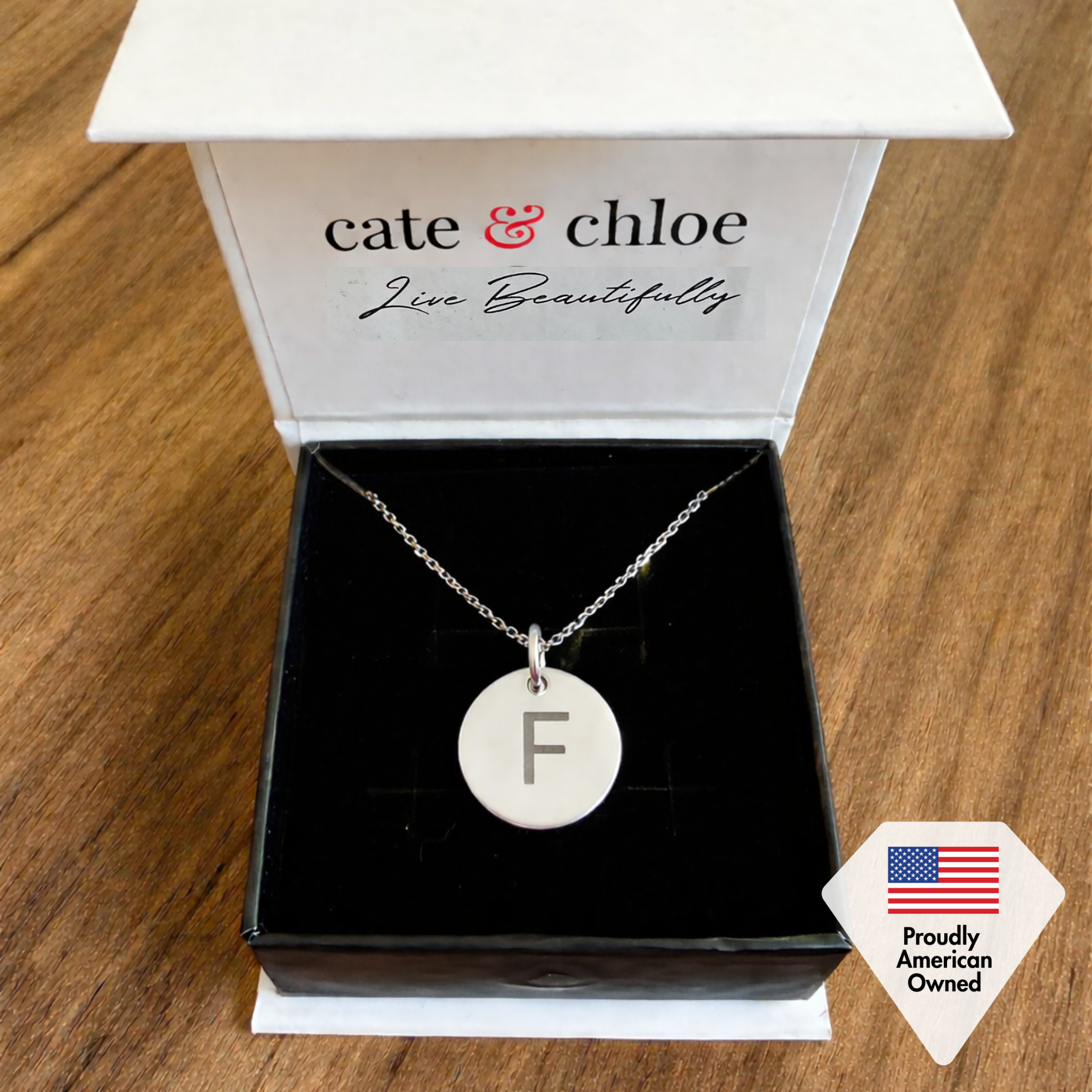 Summer Collection 18k White Gold Plated Engraved Initial Letter Pendant Necklace