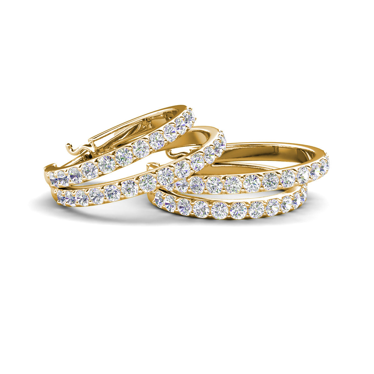 Corina 18k White Gold Plated 20mm Hoop Earrings with Swarovski Crystals (3 Pair Set)