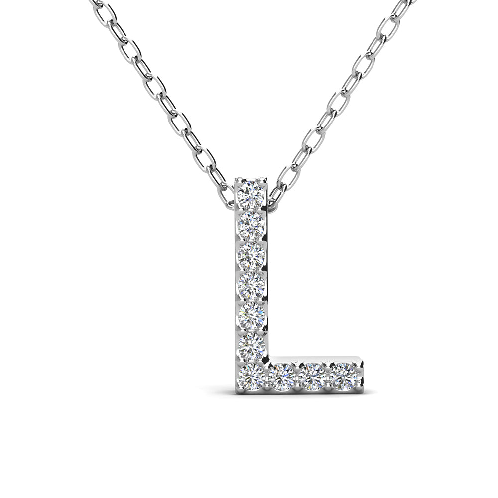 Ethereal Collection 18k White Gold Plated Initial Letter Pendant Necklace with Swarovski Crystals