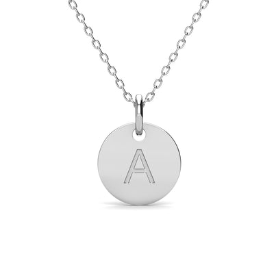 Summer Collection 18k White Gold Plated Engraved Initial Letter Pendant Necklace - A