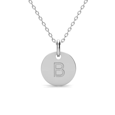 Summer Collection 18k White Gold Plated Engraved Initial Letter Pendant Necklace - B