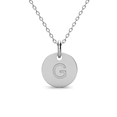Summer Collection 18k White Gold Plated Engraved Initial Letter Pendant Necklace - G