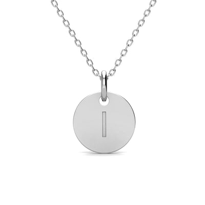 Summer Collection 18k White Gold Plated Engraved Initial Letter Pendant Necklace - I