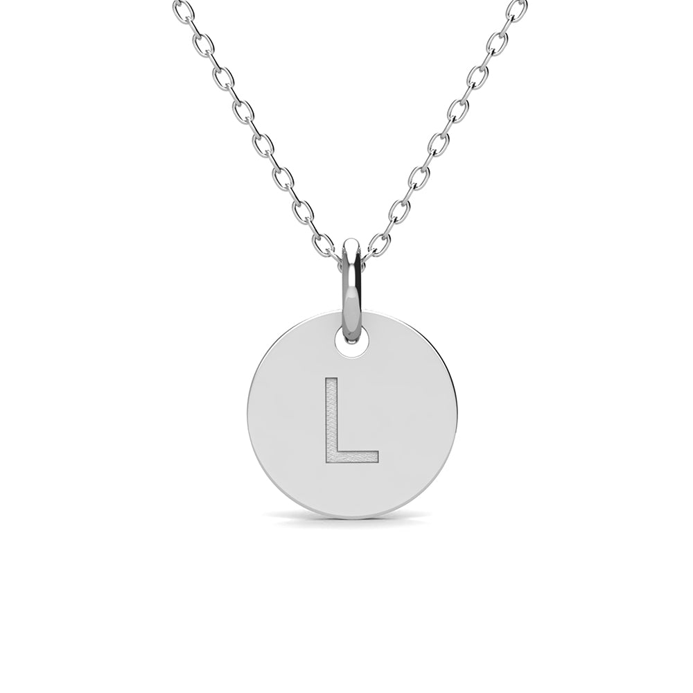Summer Collection 18k White Gold Plated Engraved Initial Letter Pendant Necklace