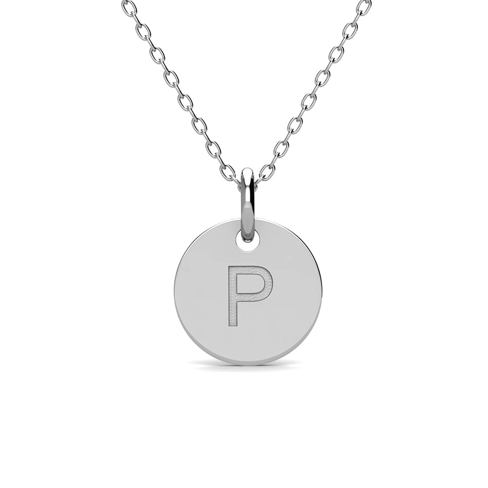 Summer Collection 18k White Gold Plated Engraved Initial Letter Pendant Necklace