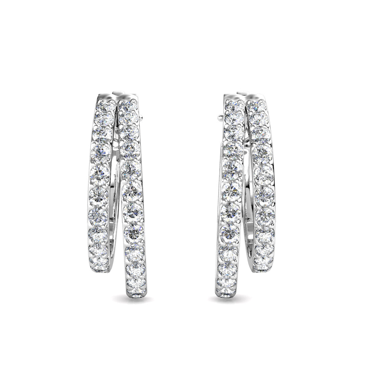 Corina 18k White Gold Plated 20mm Hoop Earrings with Swarovski Crystals (3 Pair Set)