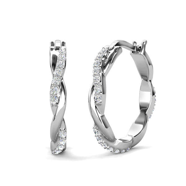 Lauren 18k White Gold Plated 22mm Twisted Hoop Earrings 