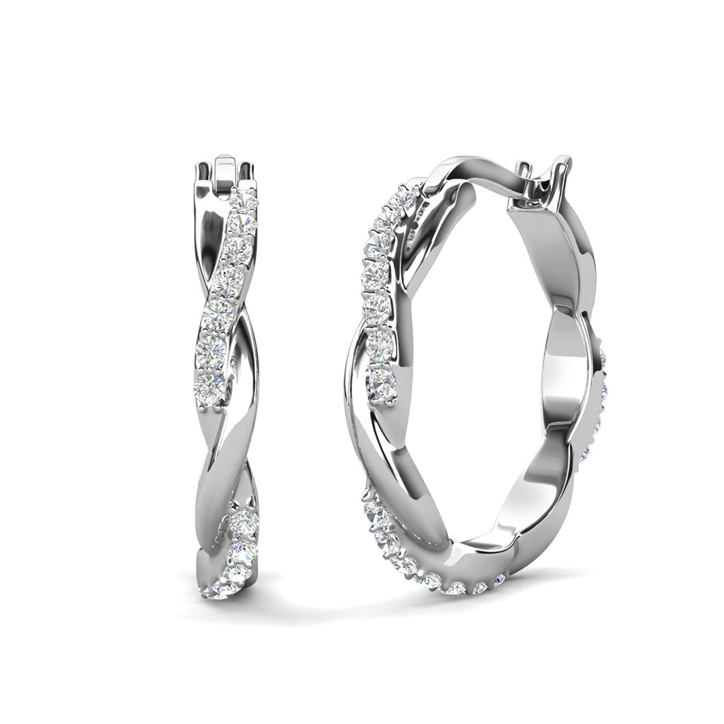 22mm Earrings – Lauren Twisted Hoops in 18k White Gold | Cate & Chloe
