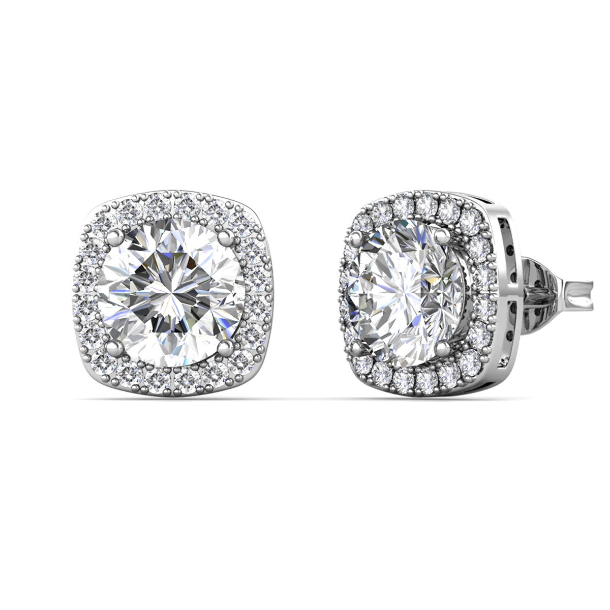 Moissanite by Cate & Chloe Hannah Sterling Silver Stud Earrings with Moissanite Crystals