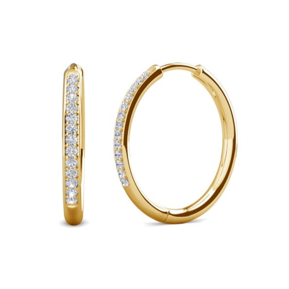 Bianca 仿钻石水晶镀 18k 白金银圈耳环