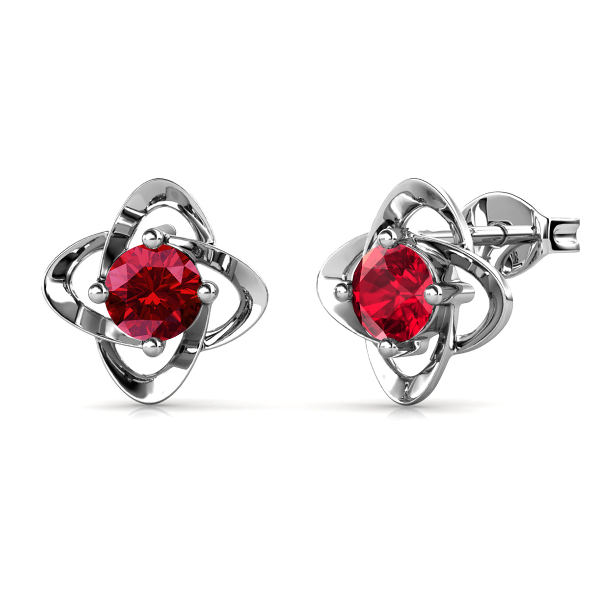 Infinity January Birthstone Garnet Earrings 18k White Gold Plated Silver Birthstone Earrings with Swarovski Crystal