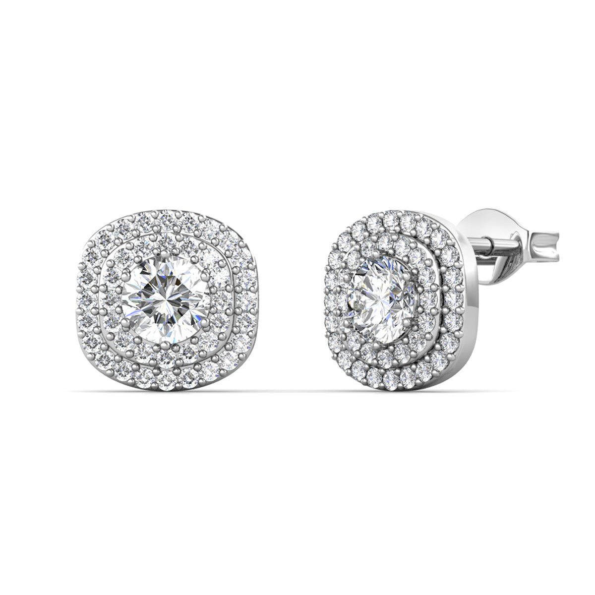Moissanite by Cate & Chloe Lucy Sterling Silver Stud Earrings with Moissanite and 5A Cubic Zirconia Crystals