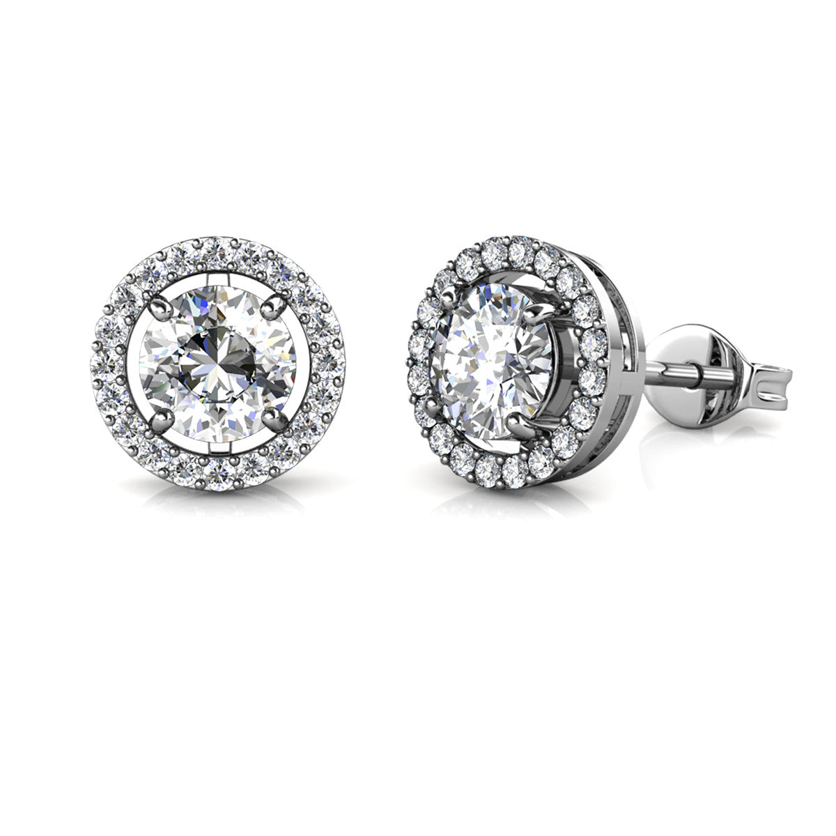 Moissanite by Cate & Chloe Kailani Sterling Silver Stud Earrings with Moissanite Crystals