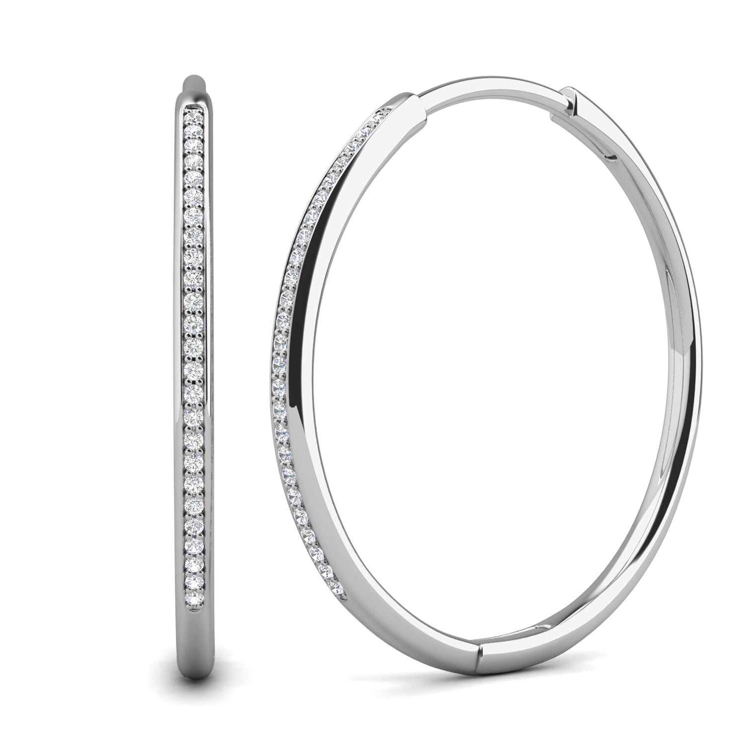 Leslie 18k White Gold Plated 38mm Hoop Earrings with Swarovski Crystals