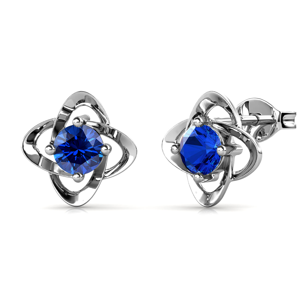 Infinity September Birthstone Sapphire Earrings 18k White Gold Plated Silver Birthstone Earrings with Swarovski Crystals