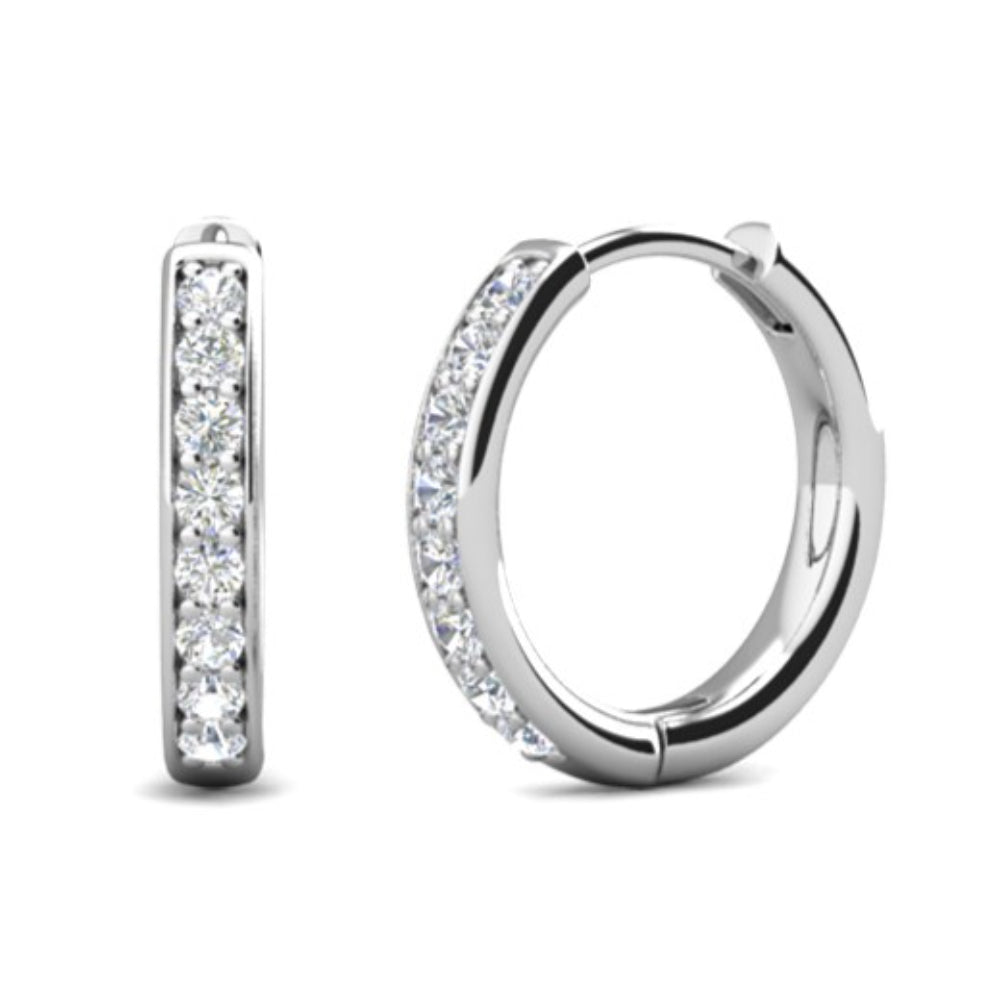 Bianca 仿钻石水晶镀 18k 白金银圈耳环