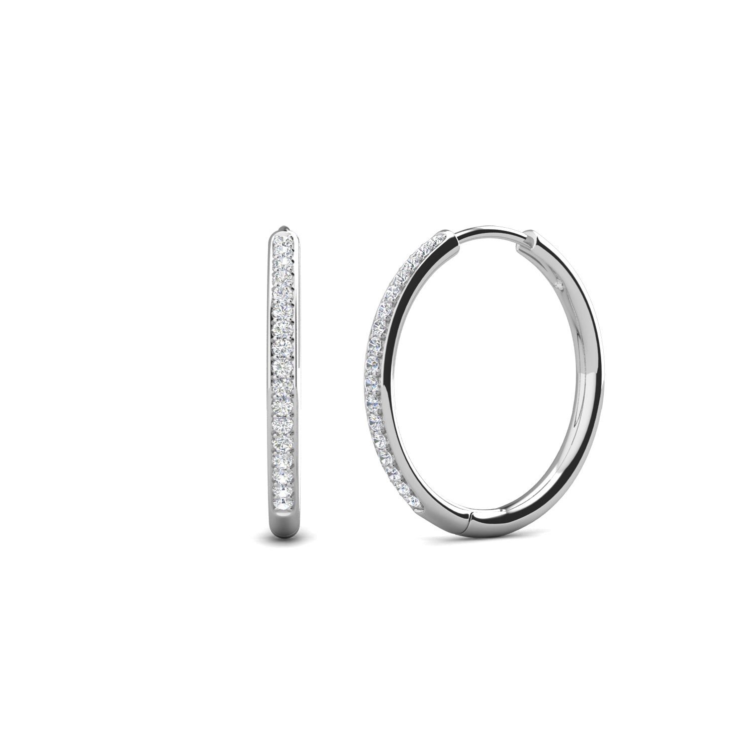 Leslie 18k White Gold Plated 10mm-40mm Hoop Earrings with Swarovski Crystals