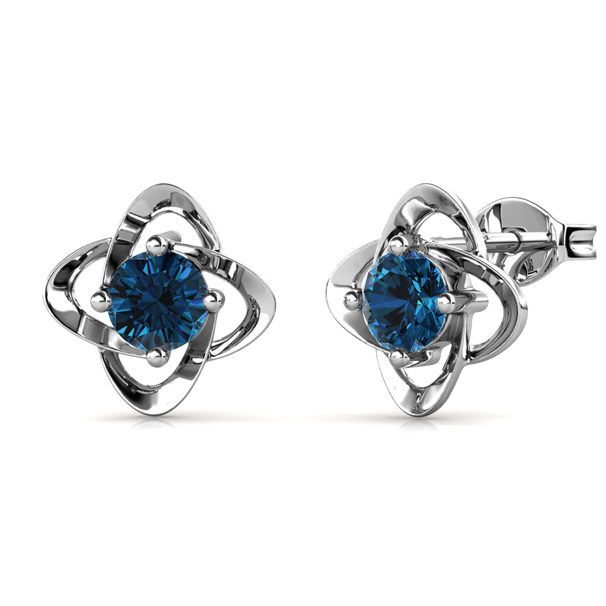 Infinity December Birthstone Blue Topaz Earrings 18k White Gold Plated Silver Birthstone Earrings with Swarovski Crystal