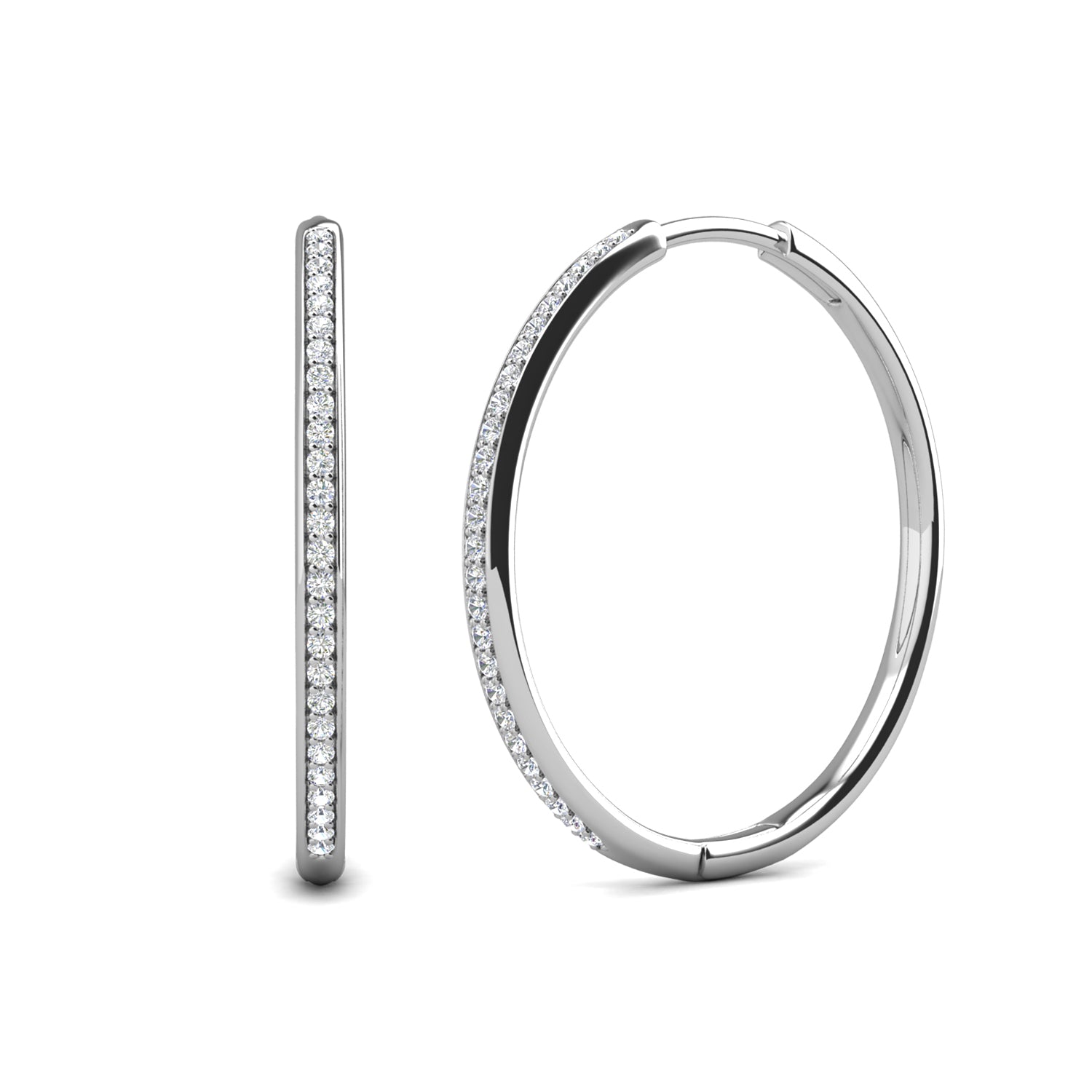 Leslie 18k White Gold Plated 10mm-40mm Hoop Earrings with Swarovski Crystals