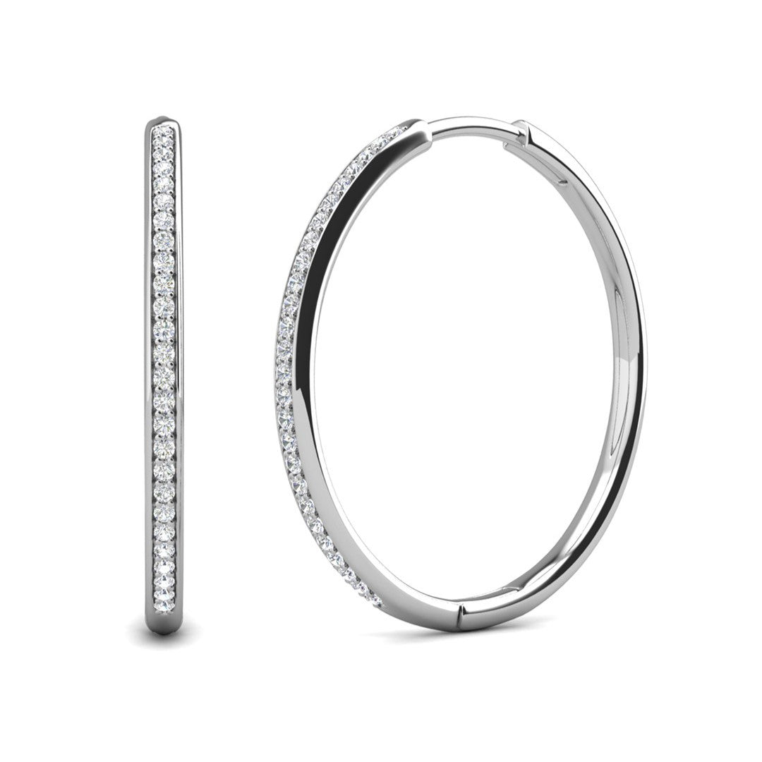 Leslie 18k White Gold Plated 14mm-40mm Hoop Earrings with Swarovski Crystals