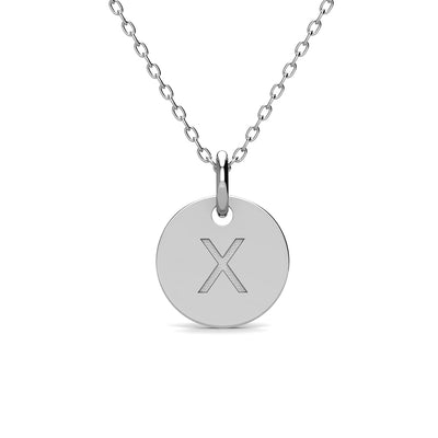 Summer Collection 18k White Gold Plated Engraved Initial Letter Pendant Necklace - X