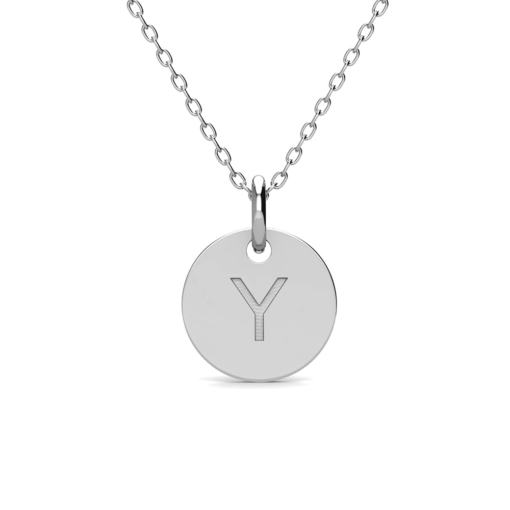 Summer Collection 18k White Gold Plated Engraved Initial Letter Pendant Necklace