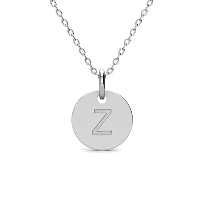 Summer Collection 18k White Gold Plated Engraved Initial Letter Pendant Necklace - Z