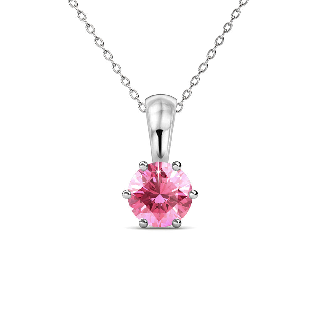 Birthstone Necklace 18k White Gold Plated Solitaire Necklace with 1CT Swarovski Crystal