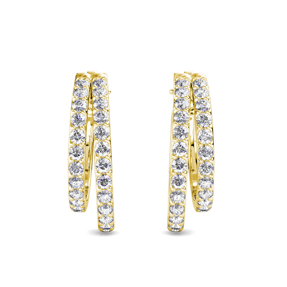 Corina 18k White Gold Plated 20mm Hoop Earrings with Swarovski Crystals (3 Pair Set)