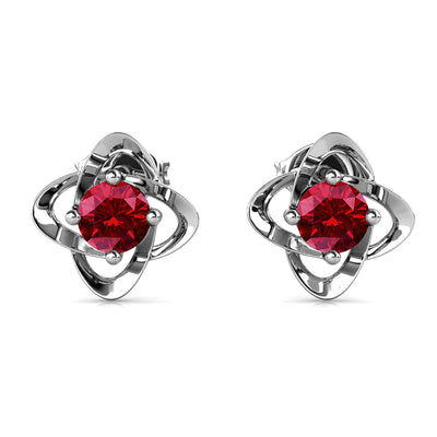 Pendientes Infinito de Granate con Piedra Natal de Enero, Pendientes de Plata Chapados en Oro Blanco de 18k con Cristales