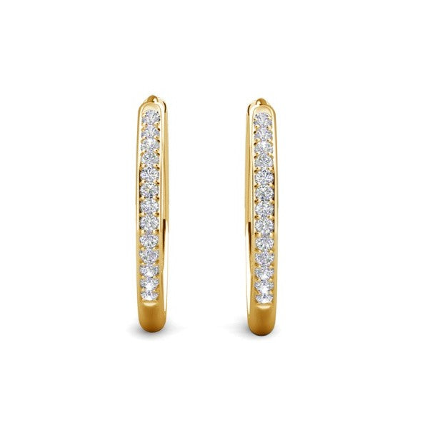 Bianca 仿钻石水晶镀 18k 白金银圈耳环
