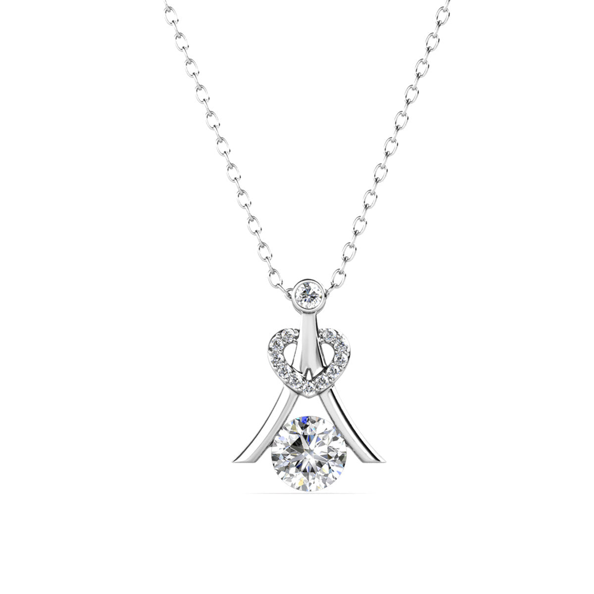 Serenity April Birthstone Diamond Necklace, 18k White Gold Plated Silver Necklace with Round Cut Crystals
