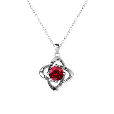 Collar de granate con piedra natal de enero infinito, collar de cristal con piedra natal de plata chapada en oro blanco de 18 k